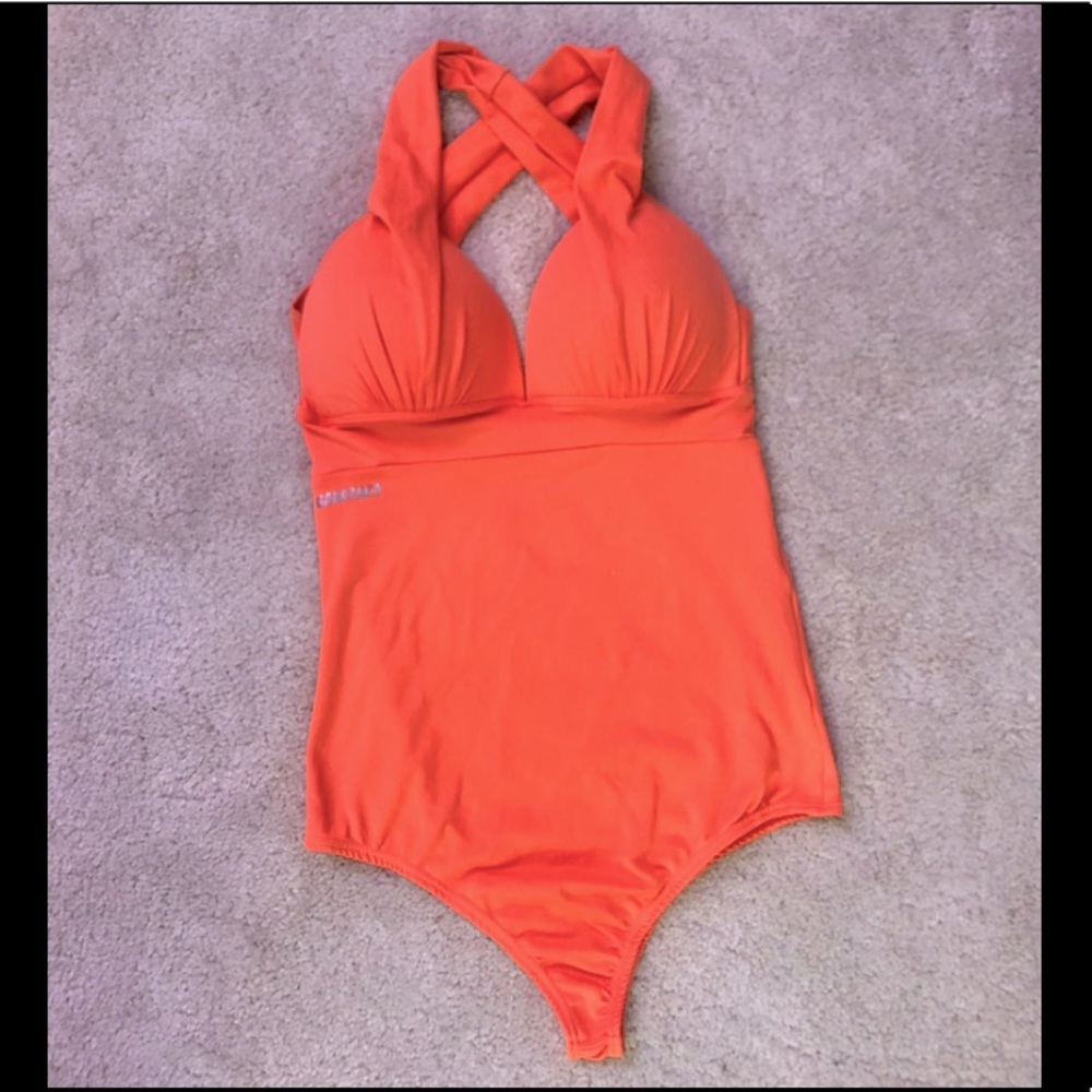 Crossed-Back Bodysuit with Cups - Orange - XS/S/M